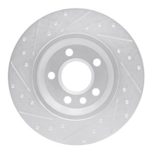 Volkswagen EuroVan Brake Rotor (1) - Rear Right - R1 Concepts - Drilled & Slotted - Silver - `01-`03